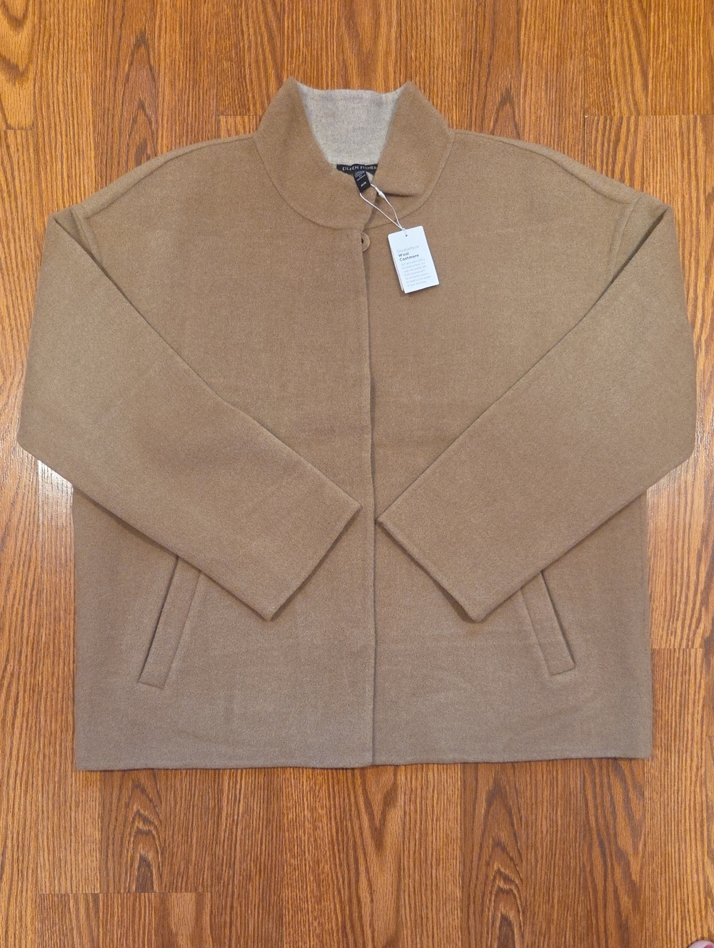 Eileen Fisher Doubleface Wool Cashmere Jacket Coat Honey Tan R0KVC-C1868M